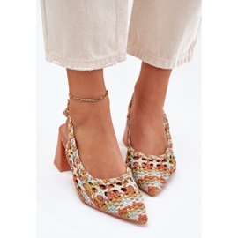Sandalias con trenza en el poste multicolor amarillo 5