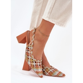 Sandalias con trenza en el poste multicolor amarillo 6