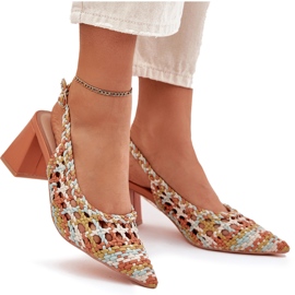 Sandalias con trenza en el poste multicolor amarillo 8