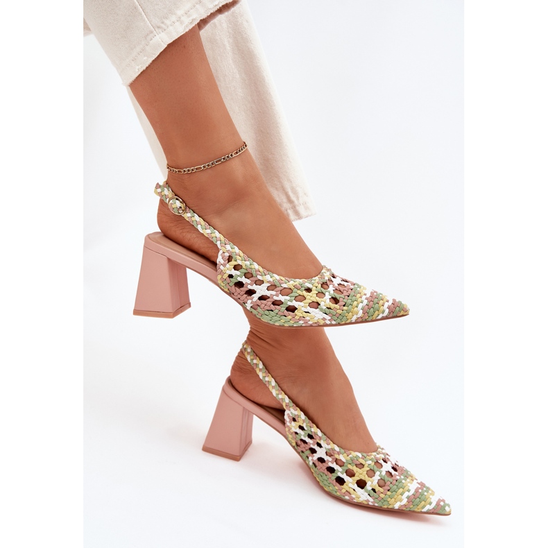 Sandalias con trenza en el poste rosa 1