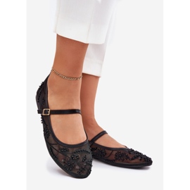 Ballerinas de malla con bordado y decoración negra negro 1