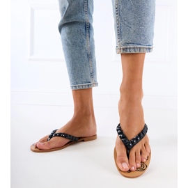 Flip Black Flip -Flip -Flops decorados con guijarros negro 1