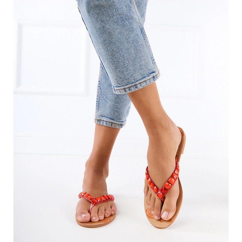 Flip de naranja -Flops -Flops decorados con guijarros 1 Flip de naranja -Flops -Flops decorados con guijarros 1