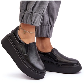 Zapatos deportivos de cuero para mujeres en la plataforma Black Lemar negro 4