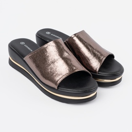 Goodin Zapatillas metálicas para mujeres en la plataforma marrón 4