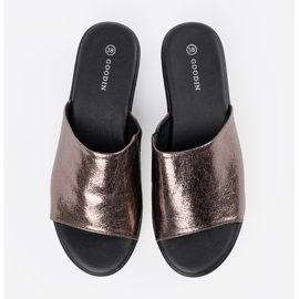 Goodin Zapatillas metálicas para mujeres en la plataforma marrón 5