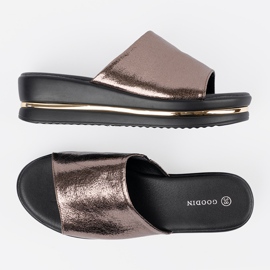 Goodin Zapatillas metálicas para mujeres en la plataforma marrón 6