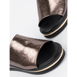 Goodin Zapatillas metálicas para mujeres en la plataforma marrón 1