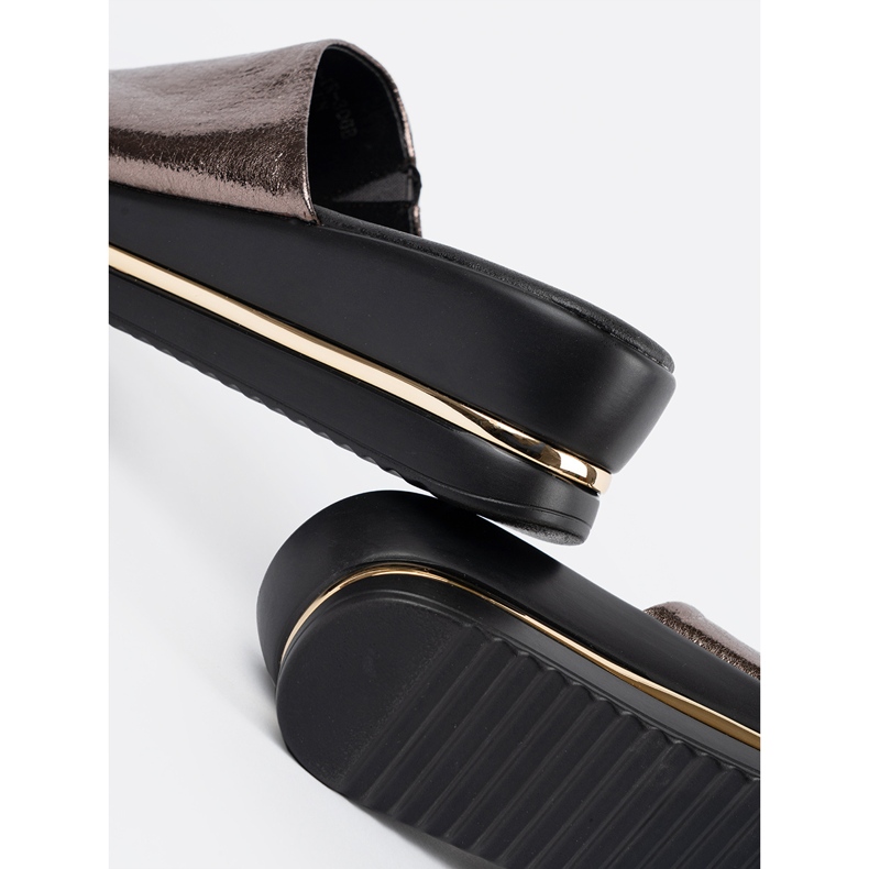 Goodin Zapatillas metálicas para mujeres en la plataforma marrón 2