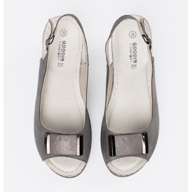 Goodin Sandalias de cuña de mujeres grises 5