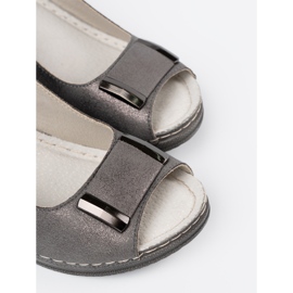 Goodin Sandalias de cuña de mujeres grises 1