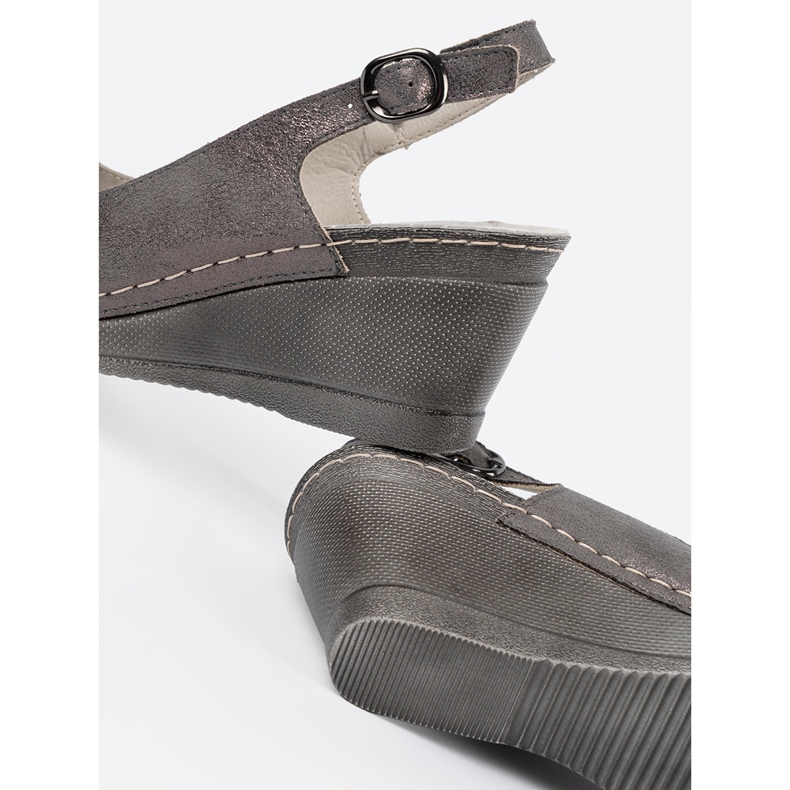 Goodin Sandalias de cuña de mujeres grises 2