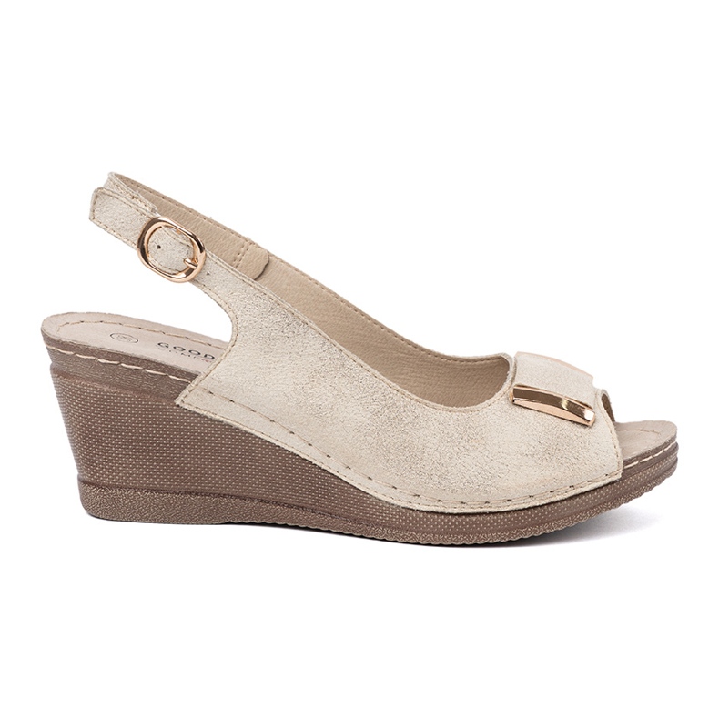 Goodin Sandalias de mujeres doradas en cuña dorado 2