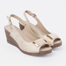 Goodin Sandalias de mujeres doradas en cuña dorado 3