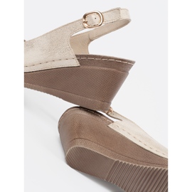 Goodin Sandalias de mujeres doradas en cuña dorado 1