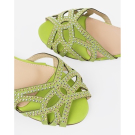 Shelvt Sandalias de mujeres verdes con circones 5