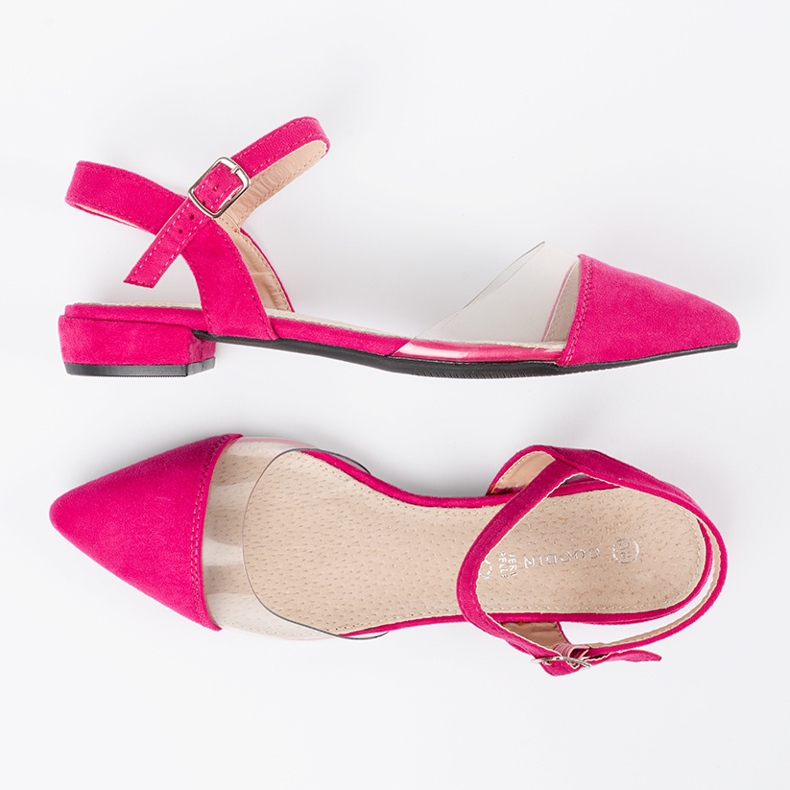 Goodin Sandalias de mujer rosa con dedos cubiertos 1