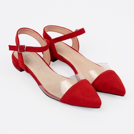 Goodin Sandalias rojas elegantes en una suela plana rojo 3