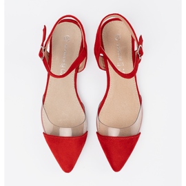 Goodin Sandalias rojas elegantes en una suela plana rojo 4