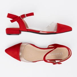 Goodin Sandalias rojas elegantes en una suela plana rojo 5