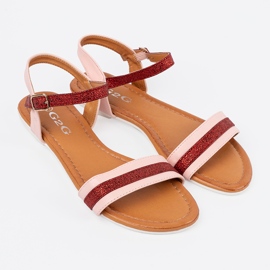 Sandalias para mujeres con una franja de brocade rojo 2