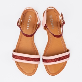 Sandalias para mujeres con una franja de brocade rojo 3