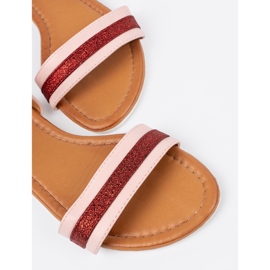 Sandalias para mujeres con una franja de brocade rojo 5