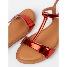 Shelvt Sandalias de mujeres rojos en una suela plana 5