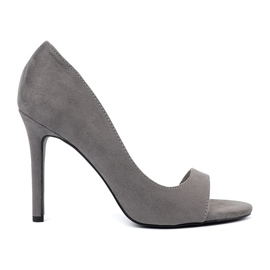 Goodin Sandalias de ante grises en un tacón alto 2