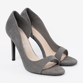 Goodin Sandalias de ante grises en un tacón alto 4