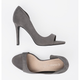 Goodin Sandalias de ante grises en un tacón alto 5