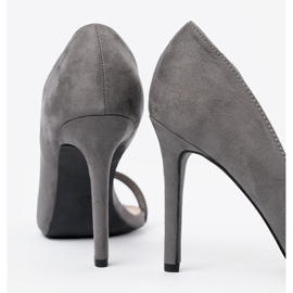 Goodin Sandalias de ante grises en un tacón alto 1