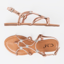Sandalias de oro doradas planas rosado 5