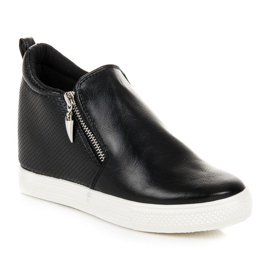 Deportivas Caladas Sobre Cuña negro 2