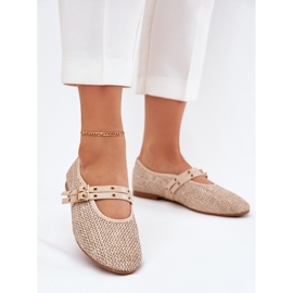 Bailarinas con rayas de trenza y beige 2 Bailarinas con rayas de trenza y beige 2