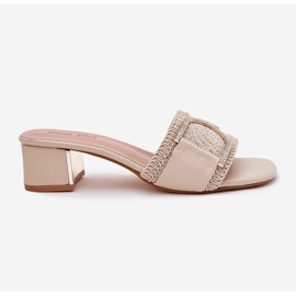 Tacones altos de las mujeres con un detalle decorativo BEIGE 8