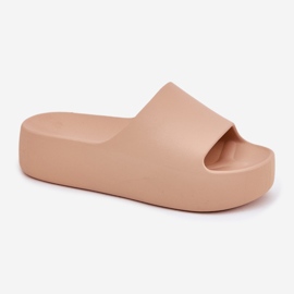Zapatillas para mujeres en una espesa suela de color caqui beige 4