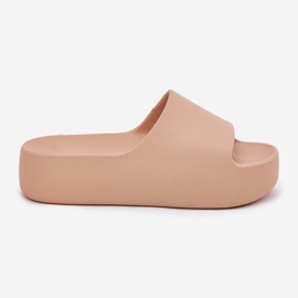 Zapatillas para mujeres en una espesa suela de color caqui beige 8