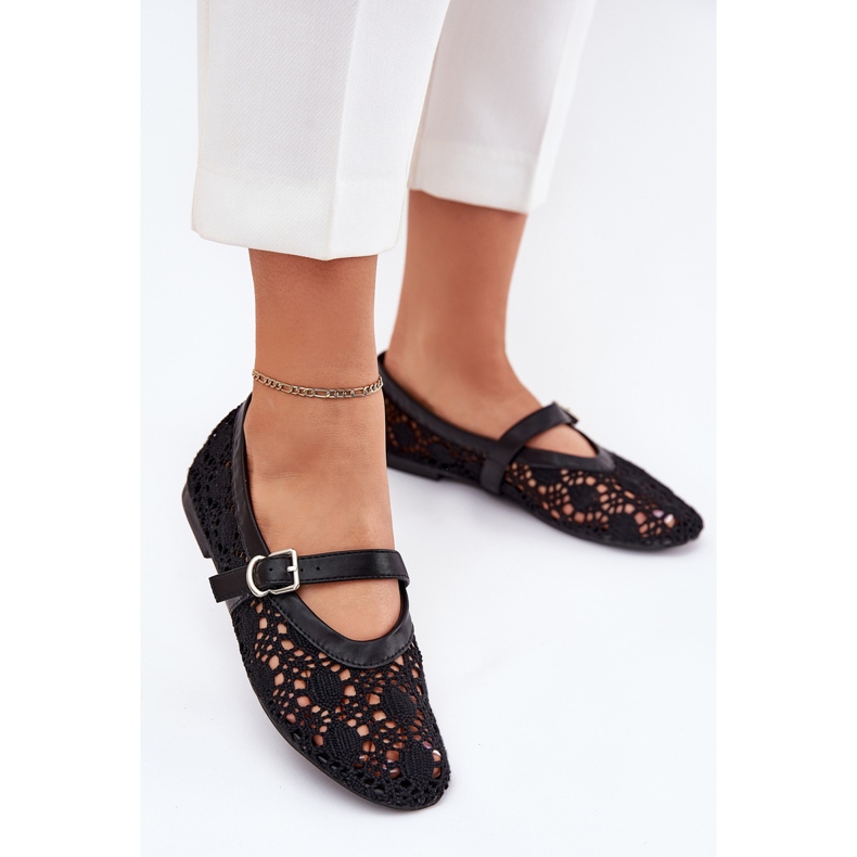 Ballerinas de Openwork con cinturón negro 2 Ballerinas de Openwork con cinturón negro 2