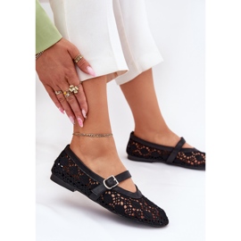 Ballerinas de Openwork con cinturón negro 7