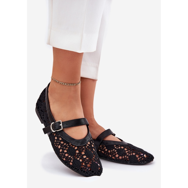 Ballerinas de Openwork con cinturón negro 1 Ballerinas de Openwork con cinturón negro 1