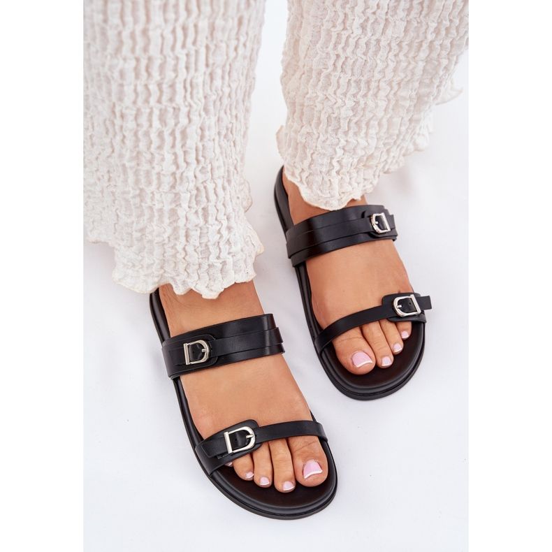 Chanclas De Mujer Con Hebillas, Negro 2