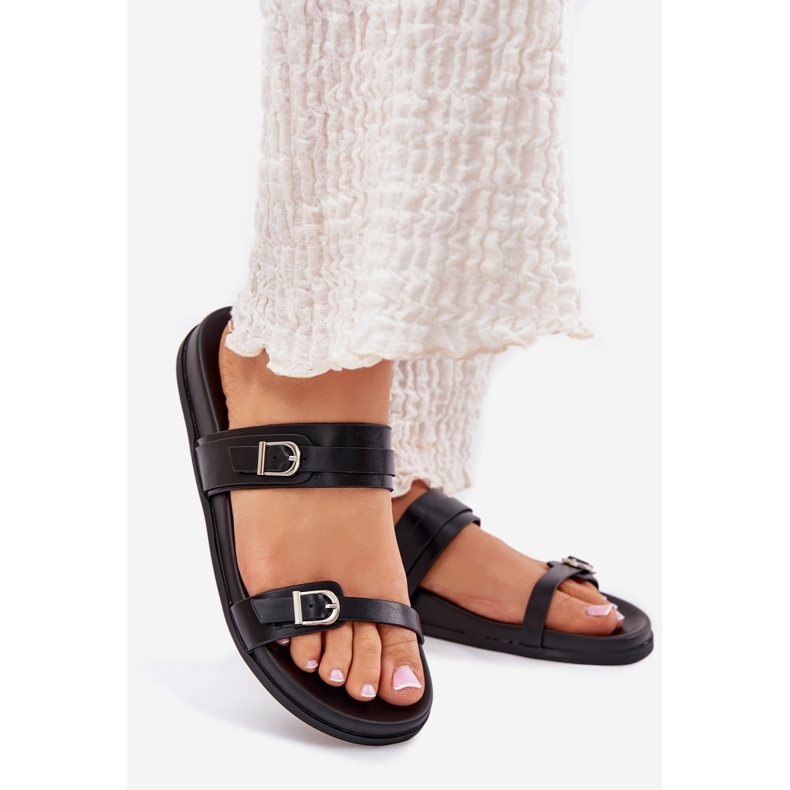Chanclas De Mujer Con Hebillas, Negro 1