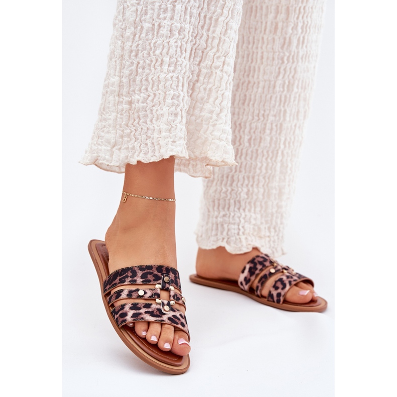 Flip Flip Flip Flip con un detalle dorado Leopardo marrón 2 Flip Flip Flip Flip con un detalle dorado Leopardo marrón 2