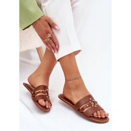 Flip Flip Flip Flip Flip Camel de detalles dorados marrón 6