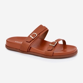 Zapatillas para mujeres con hebillas de camello marrón 4