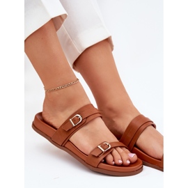 Zapatillas para mujeres con hebillas de camello marrón 7