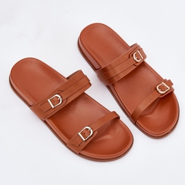 Zapatillas para mujeres con hebillas de camello marrón 9