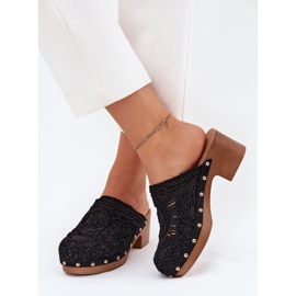 Crochet tacones altos de mujer flip negros -flops 2