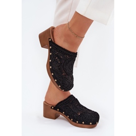 Crochet tacones altos de mujer flip negros -flops 3